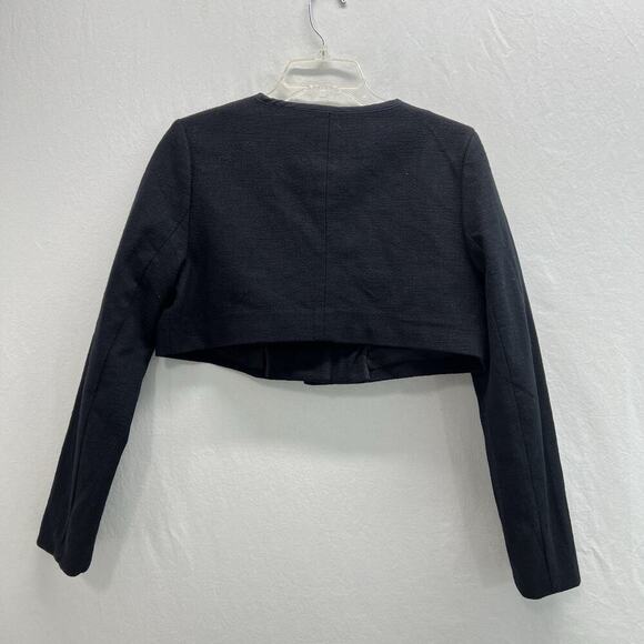 Anthropologie Maeve Tweed Jacket Crop Sz 6 Blue Gold Button Pockets - Picture 6 of 9